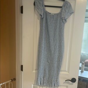 Ripe Selma Shirred Dress Pale Blue S
